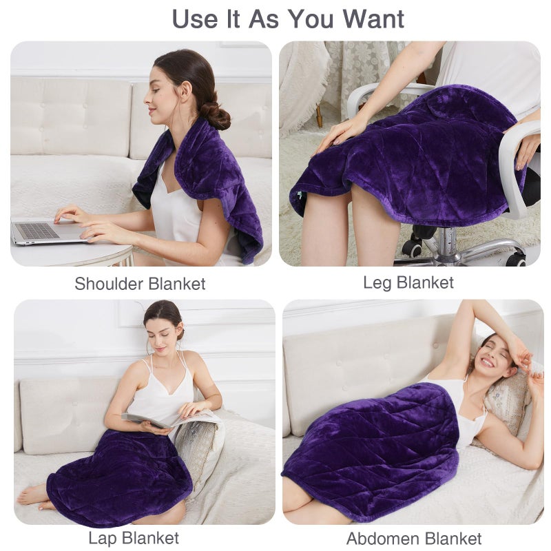 Alomidds Weighted Blanket 7lbs  Cozy Soft Flannel Portable Weighted Lap Blanket for Adults  Small Travel Weighted Blanket for Relaxing  Sleeping  Napping  Machine Washable  Purple  29"" x 24""
