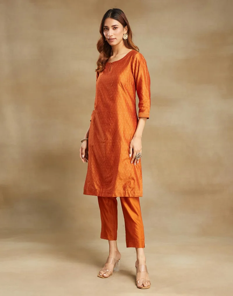 Fabindia Cotton Silk Printed Knee Length Kurta