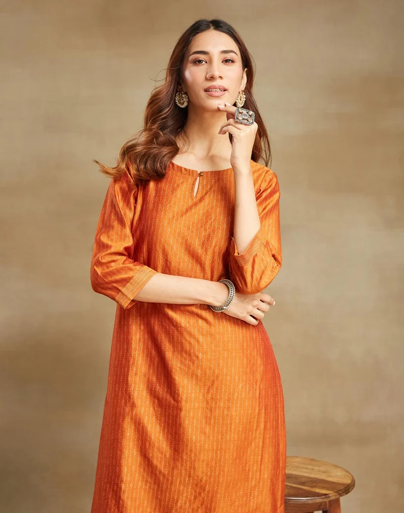 Fabindia Cotton Silk Printed Knee Length Kurta