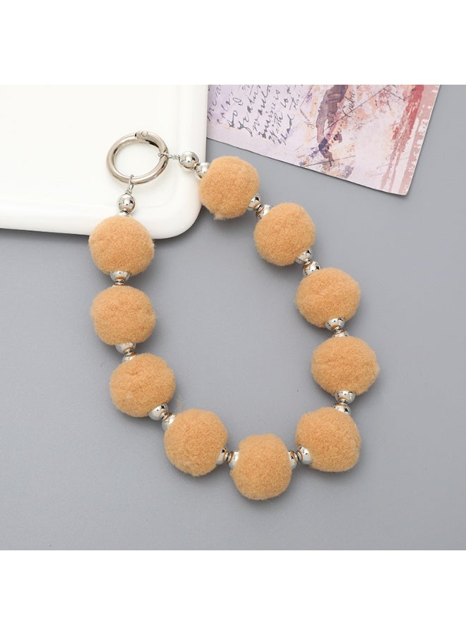 NIBEMINENT Phone Charm/ Chain Strap for Women Girls, Plush Cell Phone Case Lanyard Wrist Strap，K2458/Khaki - Image 1