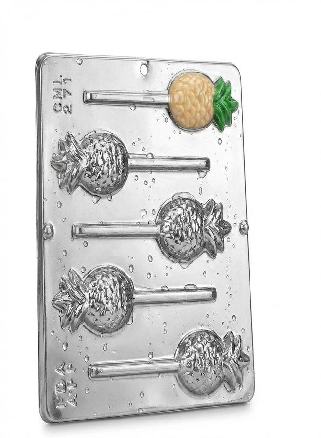 Lollipops Pineapple Lollipop Chocolate Candy Mold 271, 5 Cavities, 1.5" x 3", Food Preparation Mold - Image 1