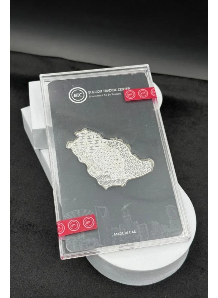 BTC 50 Grams Saudi Arabia Map Silver Bar - Image 1
