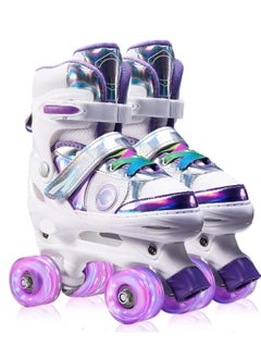 Y&D Girls Roller Skates for Kids Children todders Beginner 4 Size Adjustable for Ages 3-8 or 6-12 Years Old Girls with Light Up Wheels and Colorful Shoelaces  - Image 1
