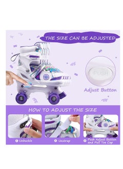 Y&D Girls Roller Skates for Kids Children todders Beginner 4 Size Adjustable for Ages 3-8 or 6-12 Years Old Girls with Light Up Wheels and Colorful Shoelaces  - Image 2