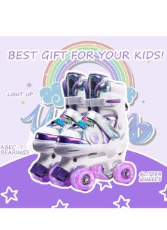 Y&D Girls Roller Skates for Kids Children todders Beginner 4 Size Adjustable for Ages 3-8 or 6-12 Years Old Girls with Light Up Wheels and Colorful Shoelaces  - Image 3