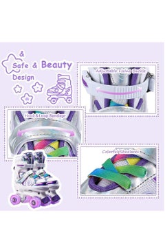 Y&D Girls Roller Skates for Kids Children todders Beginner 4 Size Adjustable for Ages 3-8 or 6-12 Years Old Girls with Light Up Wheels and Colorful Shoelaces  - Image 4