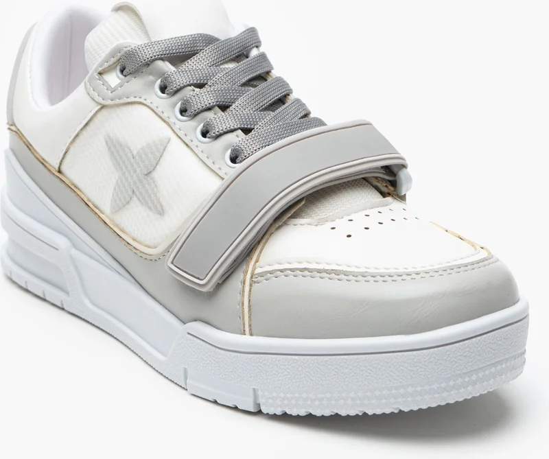 نيشانتاشي شوز Manny White Silver Detailed Thick Sole Women's Lace-Up Sports Shoes