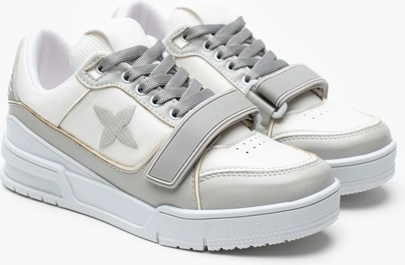 نيشانتاشي شوز Manny White Silver Detailed Thick Sole Women's Lace-Up Sports Shoes