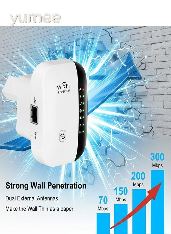 yumee WiFi Extender, WiFi Booster with 5000 Sq.Ft Coverage and 52 Devices Support, High-Speed Signal Boosting up to 300Mbps, Dual Mode & Ethernet Port for Secure Home or Office Connectivity - Image 3