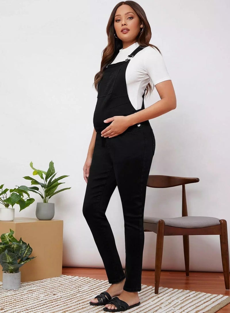 Maternity Pocket Detail Denim Overall Jumpsuit - Image 5