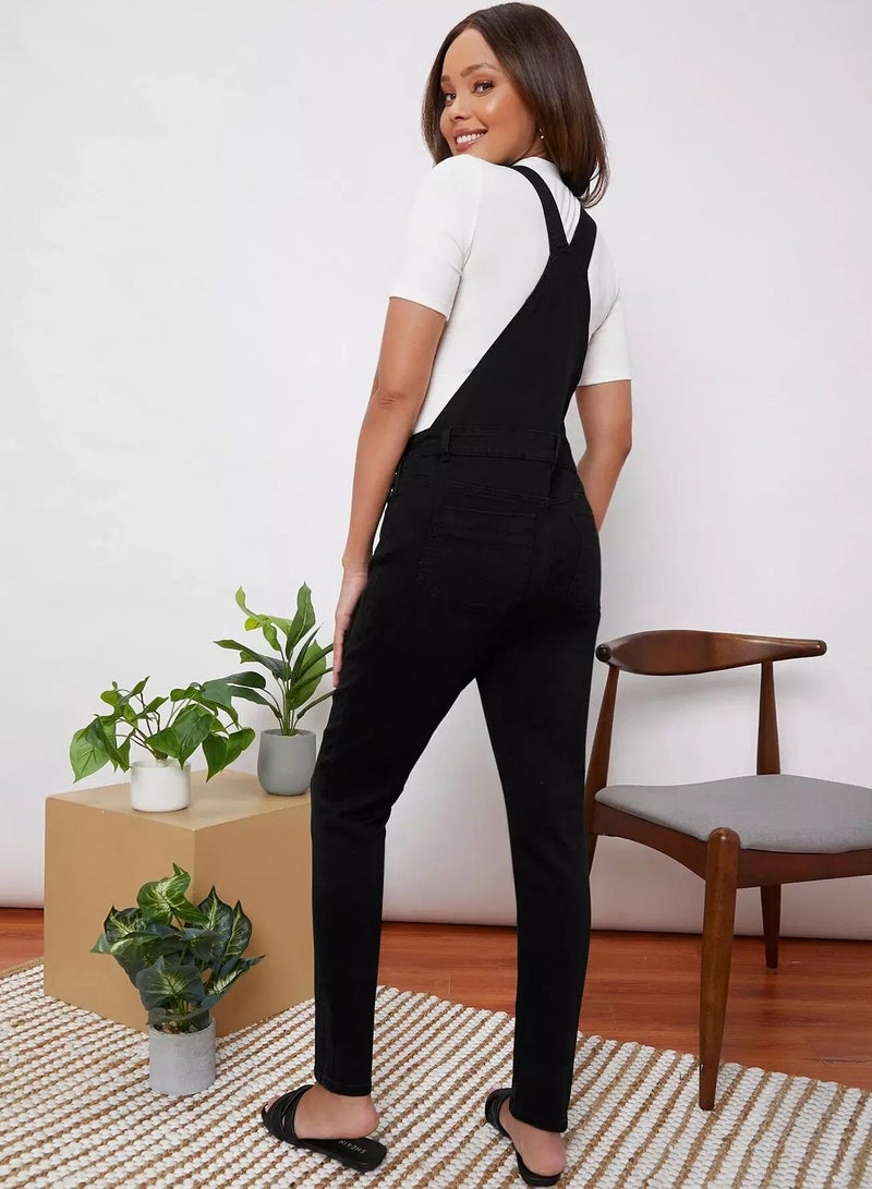 Maternity Pocket Detail Denim Overall Jumpsuit - Image 2