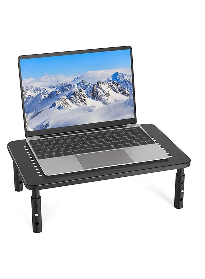 Arabest Monitor Stand Riser for Computer, Laptop, Notebook and All Flat Screen Display with Metal Platform and 3 Height Adjustable Underneath Storage( Black) - Image 1