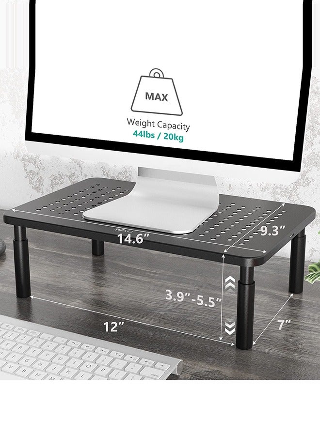 Arabest Monitor Stand Riser for Computer, Laptop, Notebook and All Flat Screen Display with Metal Platform and 3 Height Adjustable Underneath Storage( Black) - Image 5