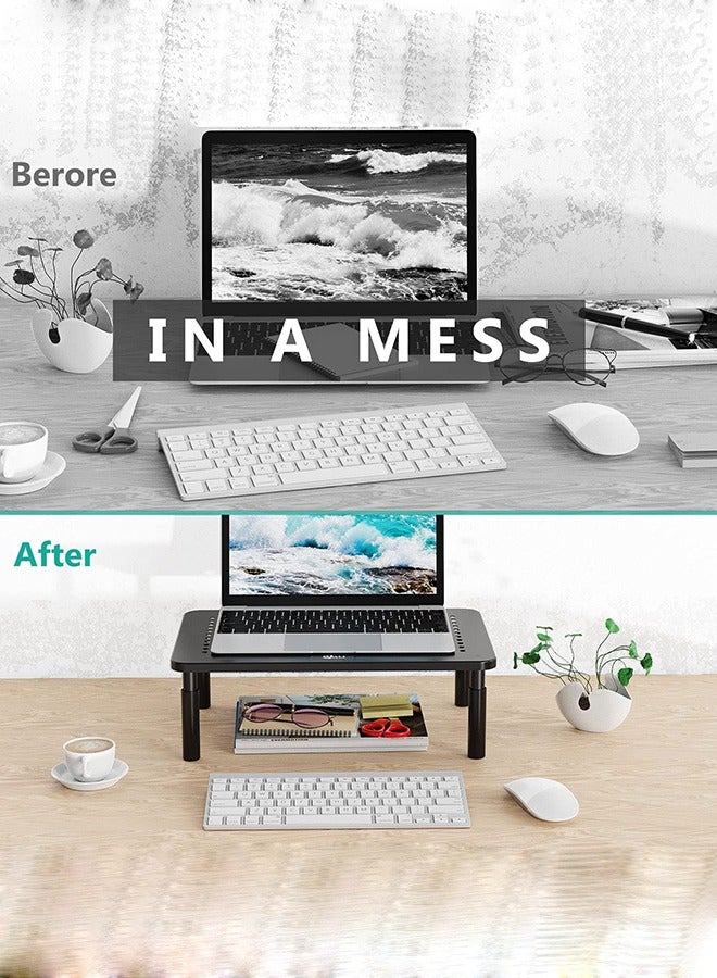 Arabest Monitor Stand Riser for Computer, Laptop, Notebook and All Flat Screen Display with Metal Platform and 3 Height Adjustable Underneath Storage( Black) - Image 4