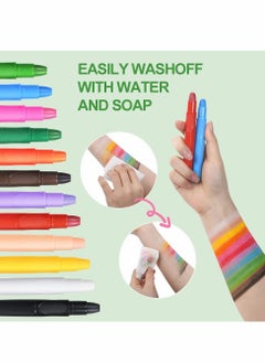 KASTWAVE Face Paint Marker, Face Paint Set, 12 Colors Body Crayons Kit Non-Toxic Face Body Makeup Paint, Body Crayons Kit for Kids, Toddlers, Children Pretend Play, Carnival, Easter, World Cup, Party Makeup  - Image 4