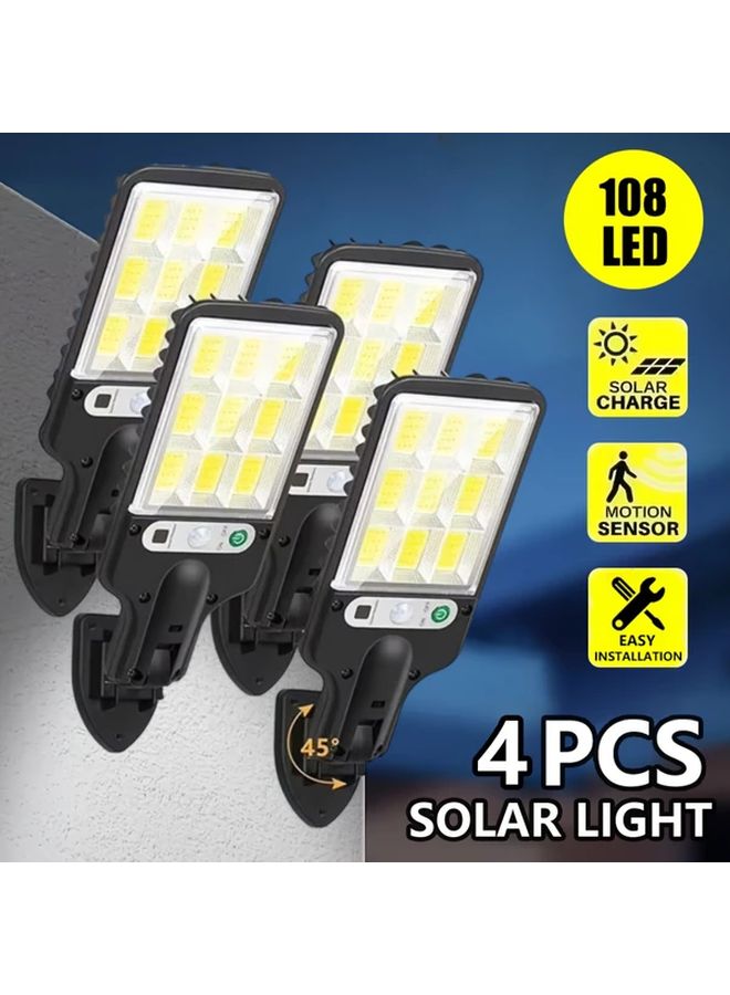 4 قطع مصابيح ليد خارجية تعمل بالطاقة الشمسية مع مستشعر حركة و3 أوضاع لحديقة وفناء الفناء - Image 2