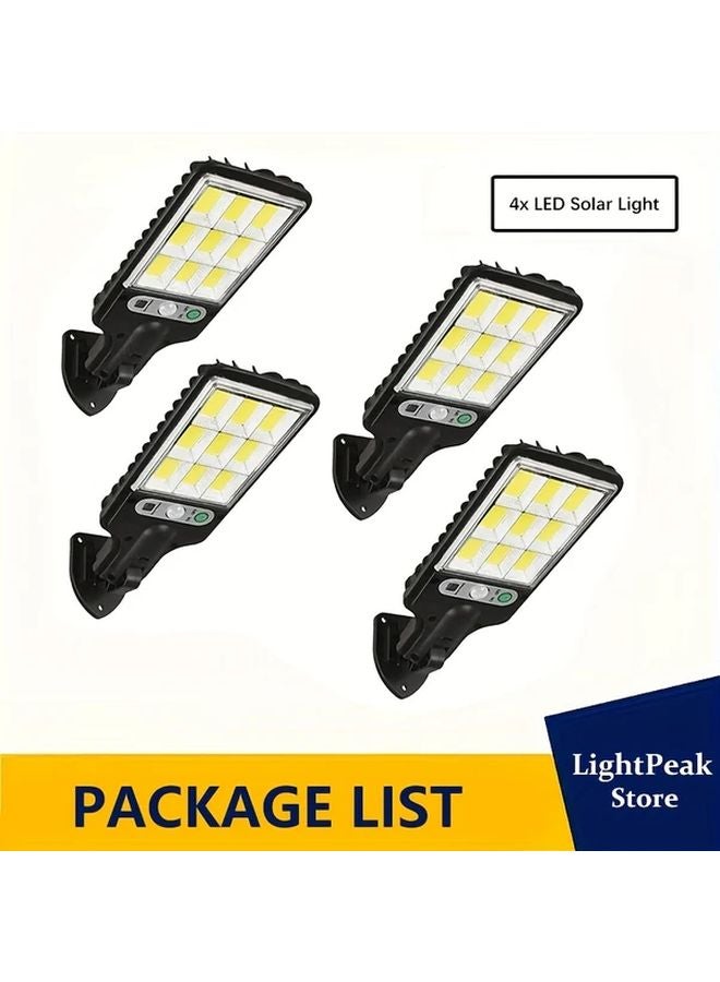 4 قطع مصابيح ليد خارجية تعمل بالطاقة الشمسية مع مستشعر حركة و3 أوضاع لحديقة وفناء الفناء - Image 1