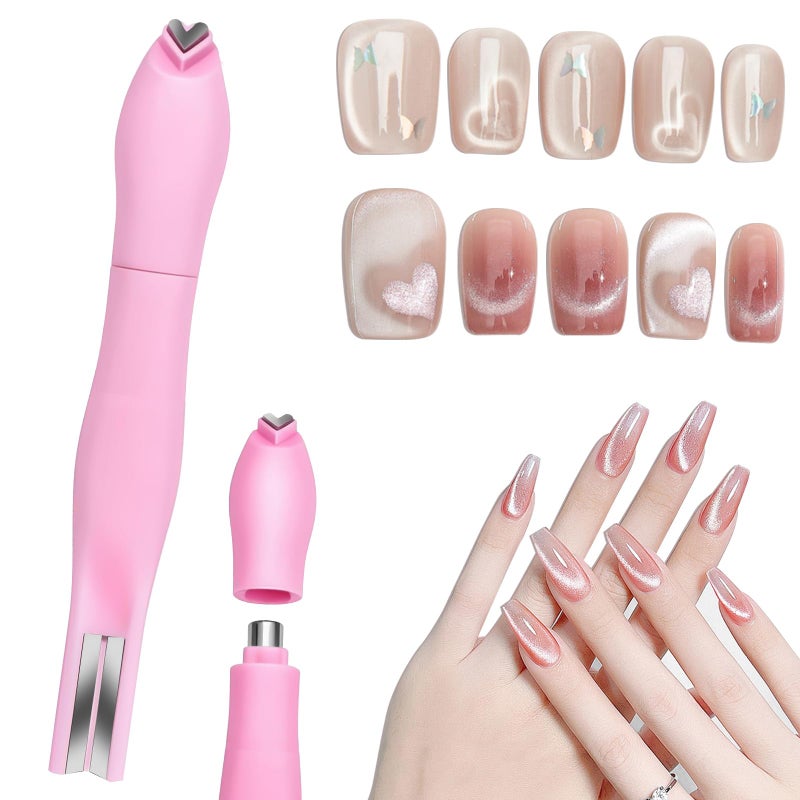 CYUXING 3 in 1 Cat Eye Nail Magnet, Versatile Magnet Tool for Cat Eye Polish Heart Shaped Round Multifunctional Accessories for Studio Home DIY Salo (Pink) - Image 1