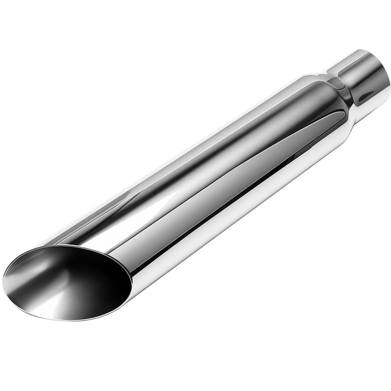 Leadgee Exhaust Tip 2.25" Inlet 3" Outlet 16" Long Weld On Tailpipe 2 1/4" to 3" for Car Trucks Universal Polished Stainless Steel Angle Cut - Image 1