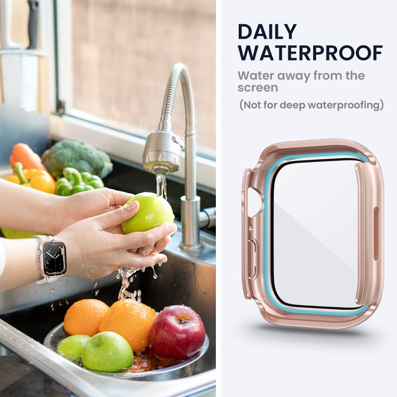 Tensea (2 in 1) for Waterproof Apple Watch Screen Protector Case 40mm SE 3/SE 2nd Generation/SE/Series 6/5/4 Accessories, 360 Front and Back, iWatch Face Cover with Tempered Glass for Women Men, 40 mm - Image 4