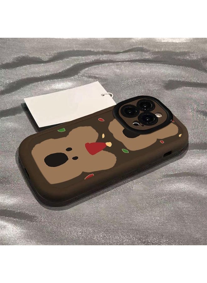 NIBEMINENT Cute Persimmon Bear Protective TPU Case Cover For iPhone 17, Coffee Color