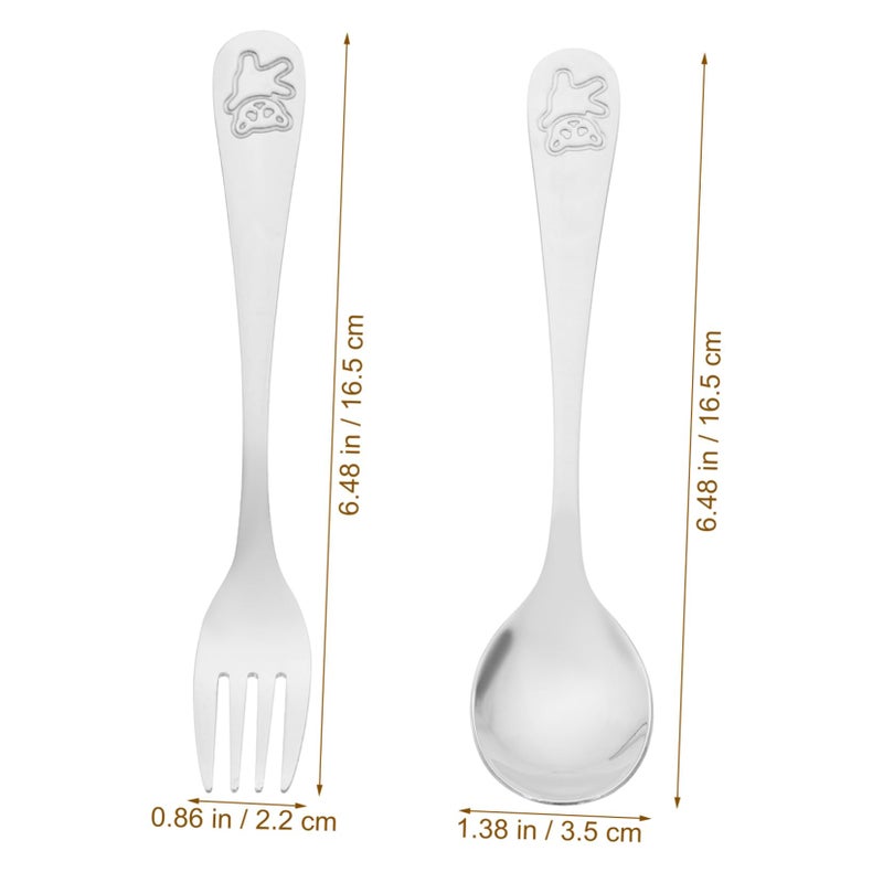 3 Piece Stainless Steel Baby Feeding Utensil Set Lightweight Compact Design - Image 3