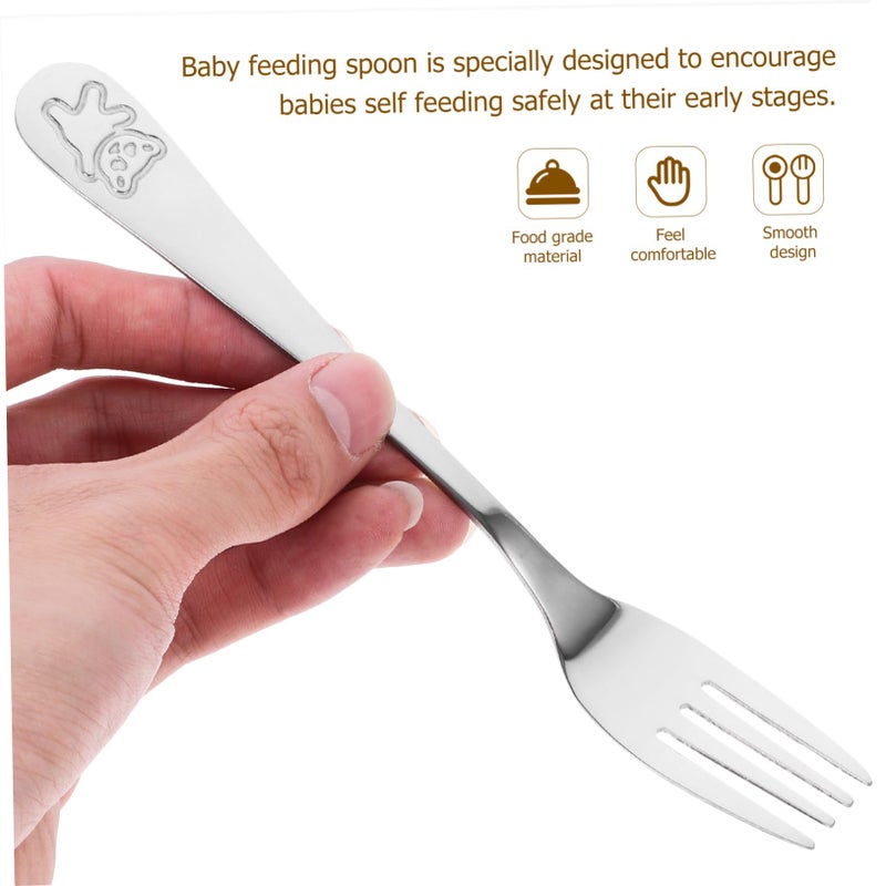 3 Piece Stainless Steel Baby Feeding Utensil Set Lightweight Compact Design - Image 5