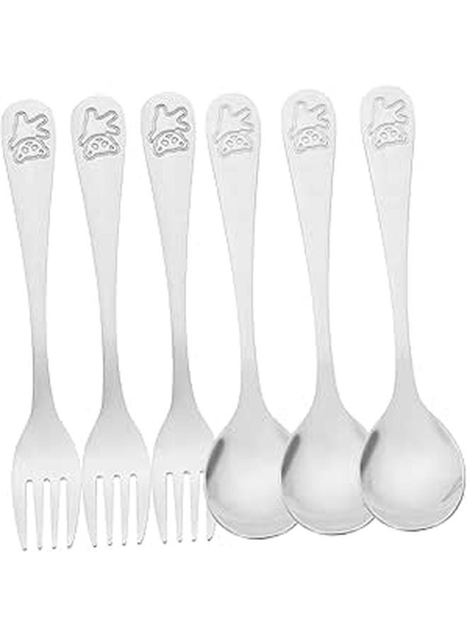 3 Piece Stainless Steel Baby Feeding Utensil Set Lightweight Compact Design - Image 1