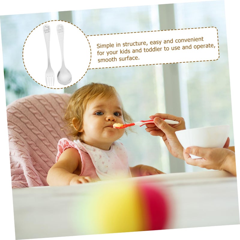 3 Piece Stainless Steel Baby Feeding Utensil Set Lightweight Compact Design - Image 4