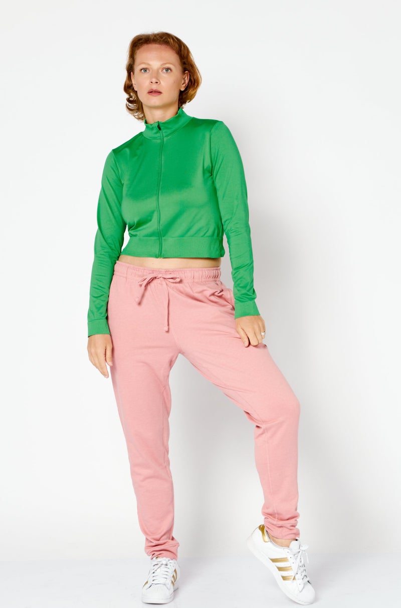NA-KD Women Full Zip Long Sleeve Solid Jacket, Green - Image 3