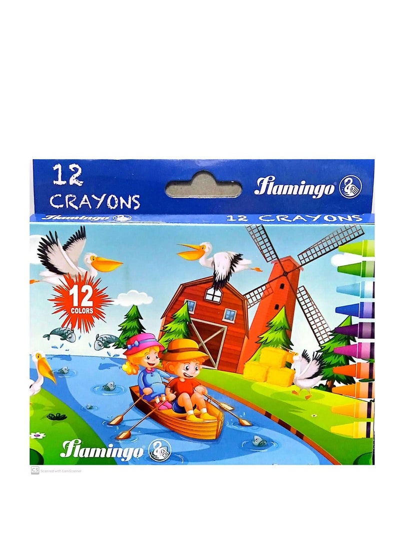 Flamingo 12Pieces Wax Crayons - Image 1