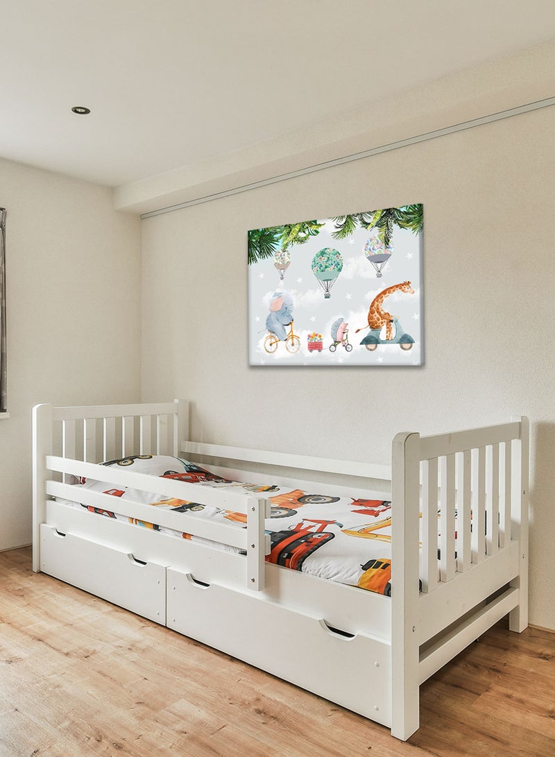 لوحة كانفاس على إطار خشبي بتصميم حيوانات تحت النخل، للمنزل، غرفة المعيشة، المكتب، الديكور - Image 1