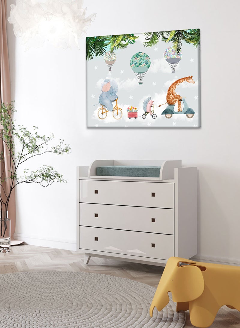 لوحة كانفاس على إطار خشبي بتصميم حيوانات تحت النخل، للمنزل، غرفة المعيشة، المكتب، الديكور - Image 3