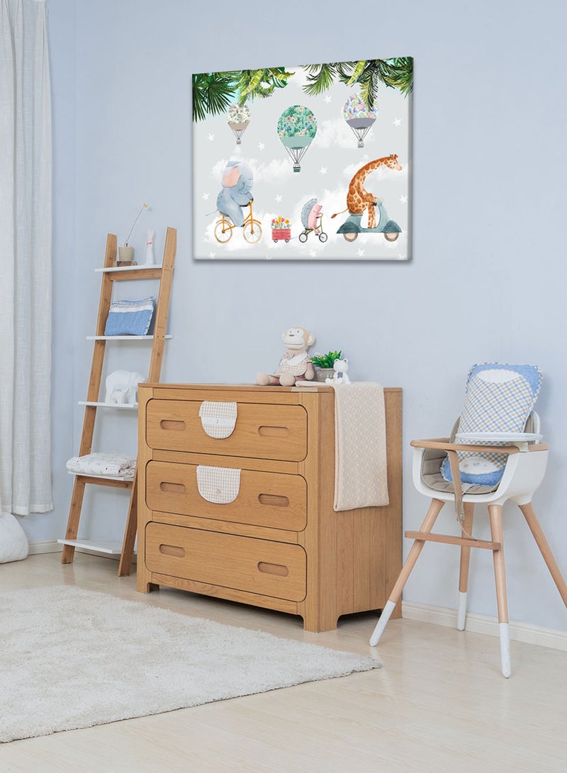 لوحة كانفاس على إطار خشبي بتصميم حيوانات تحت النخل، للمنزل، غرفة المعيشة، المكتب، الديكور - Image 2