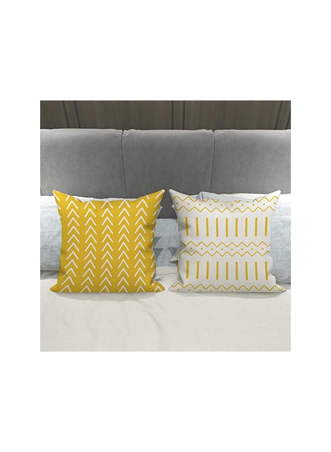 Zaboon Pillow Covers 18X18 Set Of 4 Modern Sofa Throw Pillow Cover Decorative Outdoor Linen Fabric Pillow Case For Couch Bed Car 45X45Cm Yellow 18X18Set Of 4 - Image 4