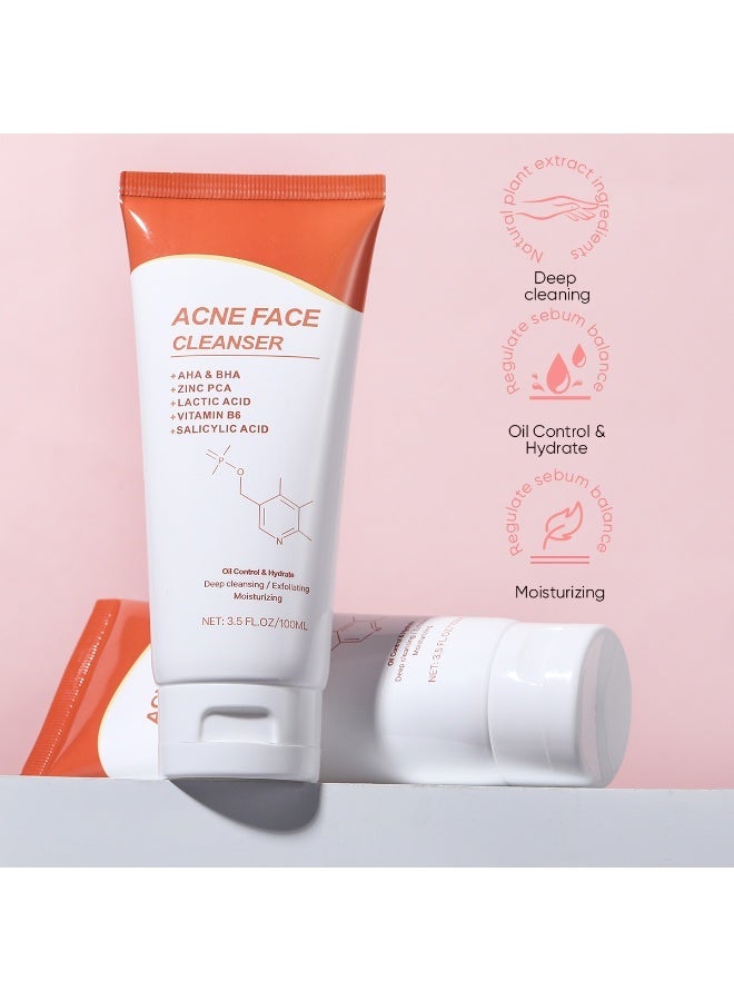 MOOYAM Acne Face Cleanser 100ml for Oily and Problem Skin with AHA BHA Zinc PCA and Salicylic Acid to Control Oil Hydrate and Deep Cleanse Exfoliating Moisturizing Formula - Image 2