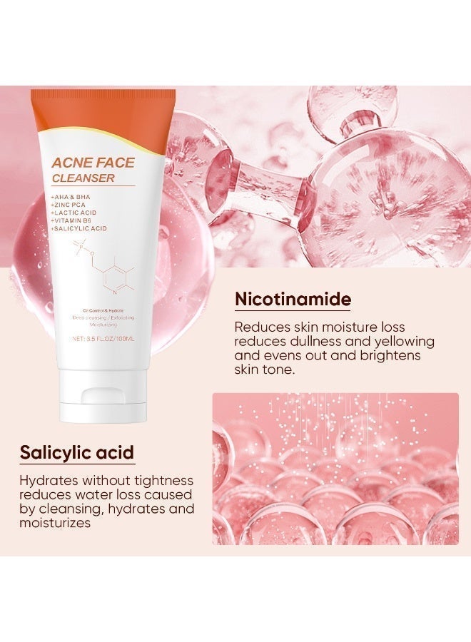 MOOYAM Acne Face Cleanser 100ml for Oily and Problem Skin with AHA BHA Zinc PCA and Salicylic Acid to Control Oil Hydrate and Deep Cleanse Exfoliating Moisturizing Formula - Image 5