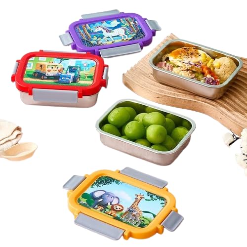 INKULTURE Stainless Steel Made Lunch Box with 304 Stainless Steel Made Snap Lid Container Inside, 500 ml | Purple | Pack of 01 - Image 3