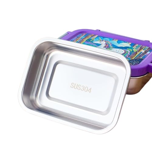 INKULTURE Stainless Steel Made Lunch Box with 304 Stainless Steel Made Snap Lid Container Inside, 500 ml | Purple | Pack of 01 - Image 4