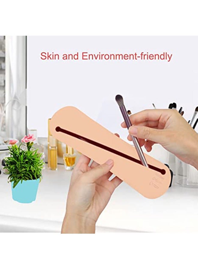 Silicone Portable Oblique Opening Makeup Brush Holder Khaki - Image 2