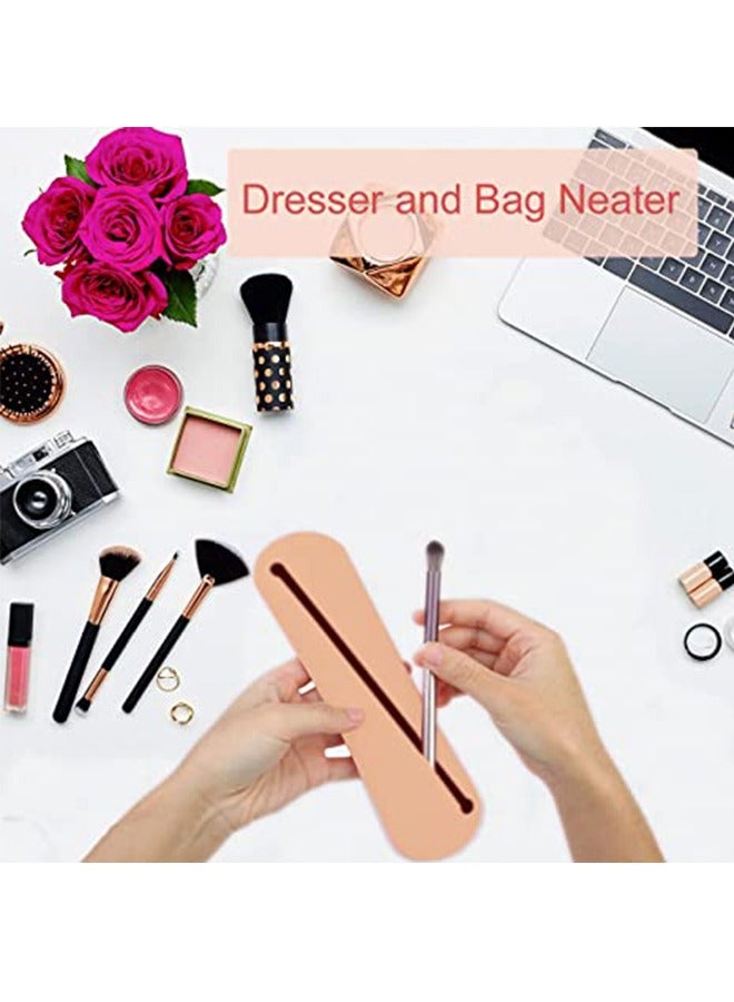 Silicone Portable Oblique Opening Makeup Brush Holder Khaki - Image 3