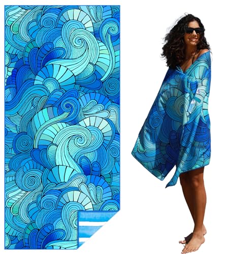 Widdonen Microfiber Thin Lightweight Flat Beach Towel Sand Free Quick Dry Absorbent Compact Towels for Swimming Pool Camping Beach Accessories Large Easy Pack Travel Things for Vacation Essentials Adult Gift - Image 1