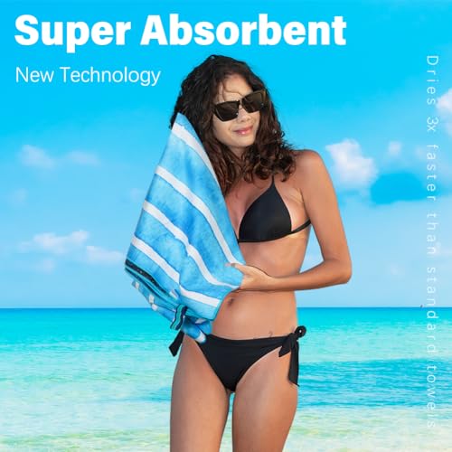 Widdonen Microfiber Thin Lightweight Flat Beach Towel Sand Free Quick Dry Absorbent Compact Towels for Swimming Pool Camping Beach Accessories Large Easy Pack Travel Things for Vacation Essentials Adult Gift - Image 5
