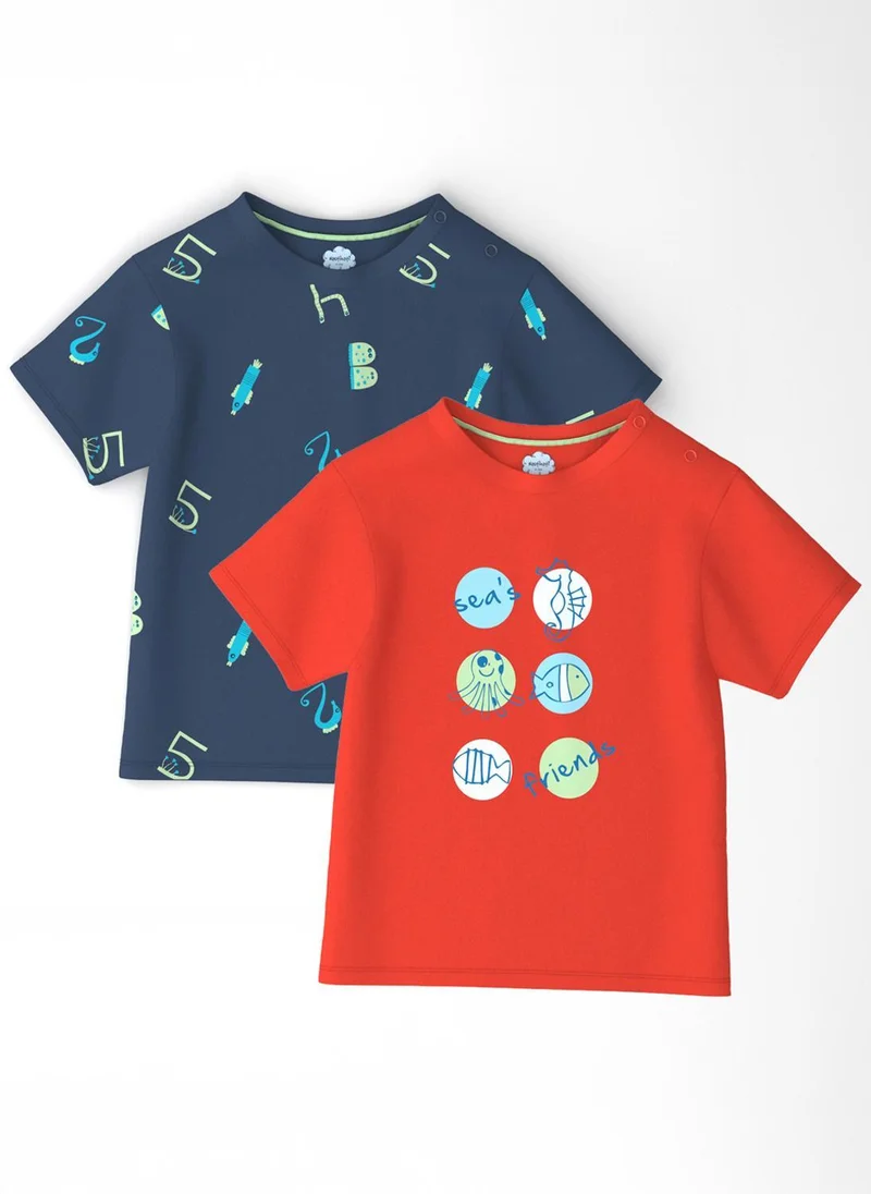 Nautinati Nautinati Infants' Cotton Pack of 2 Ocean Print T-shirt