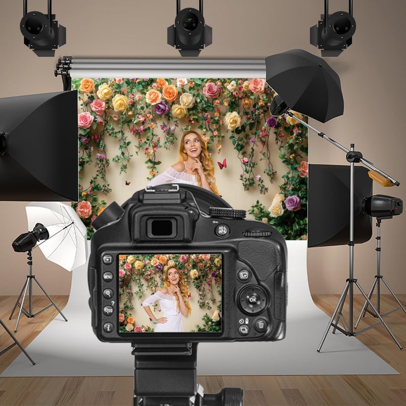 Baocicco 10x8ft Flowers Wall Photography Background Butterfly Spring Floral Botanical Banner Backdrop Vintage Wedding Birthday Backdrop Decorations Girls Party Table Cake Decoration Photo Props - Image 3