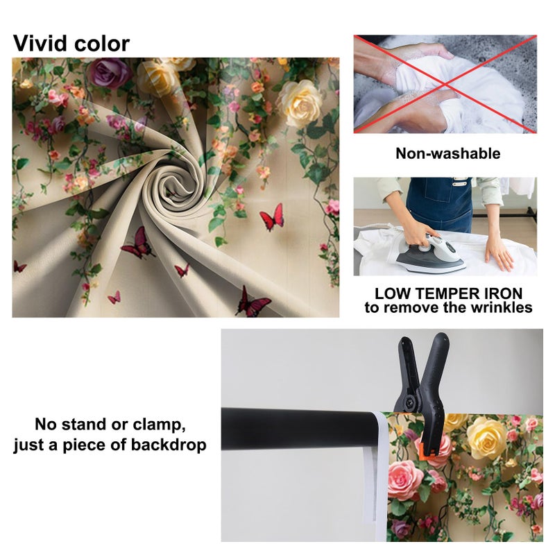 Baocicco 10x8ft Flowers Wall Photography Background Butterfly Spring Floral Botanical Banner Backdrop Vintage Wedding Birthday Backdrop Decorations Girls Party Table Cake Decoration Photo Props - Image 5