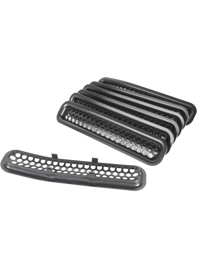 Hooke Road Wrangler Grill Mesh يدرج غطاء حراس الشبكة الأمامية Clip-in Matte Black لـ 1997-2006 Jeep Wrangler TJ & Unlimited (حزمة من 7) - Image 4