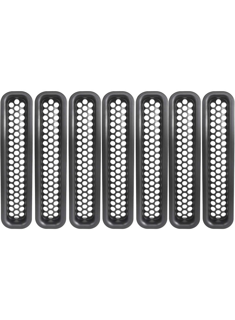 Hooke Road Wrangler Grill Mesh يدرج غطاء حراس الشبكة الأمامية Clip-in Matte Black لـ 1997-2006 Jeep Wrangler TJ & Unlimited (حزمة من 7) - Image 1