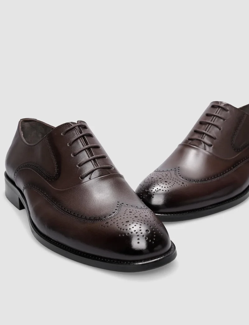 Cabani Leather Brown Lace-Up Men's Classic Shoes