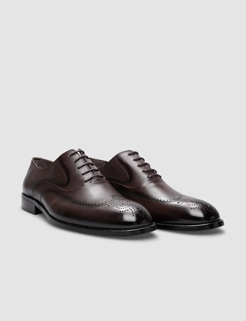 Cabani Leather Brown Lace-Up Men's Classic Shoes